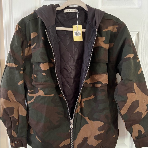 MNML Camouflage Hooded Zip Up Woodland Men’s Jacket Size Small BNWT - Picture 2 of 13